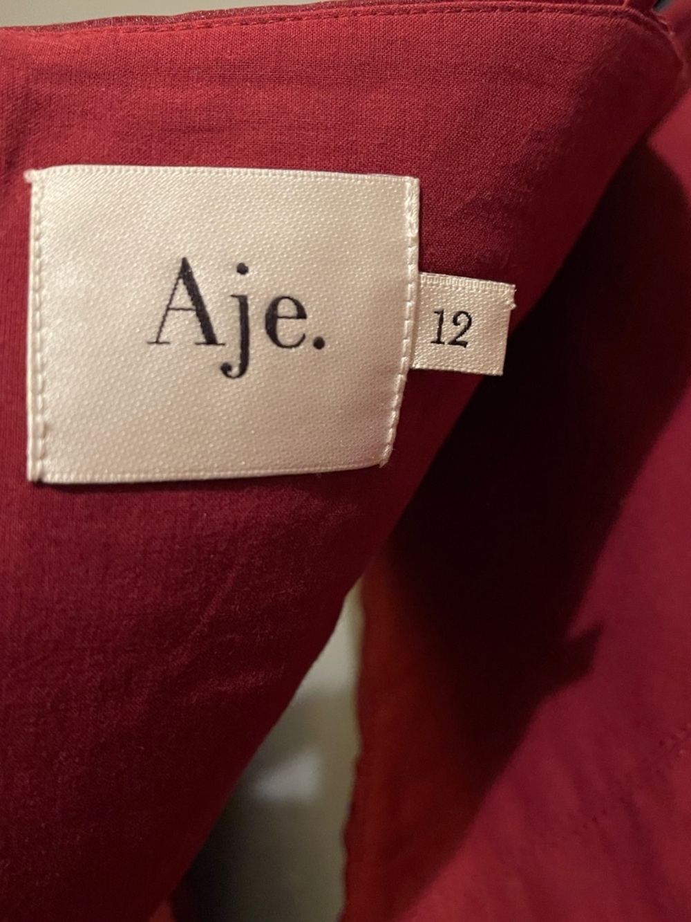 Aje Laurier Wave Maxi Dress Burgundy Red Plissé-Organza Waist Cut-out‎ Gown 12/L - Picture 15 of 16